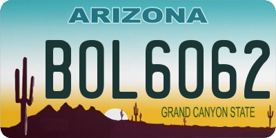 AZ license plate BOL6062