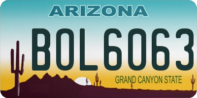AZ license plate BOL6063