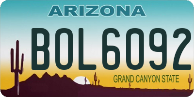 AZ license plate BOL6092