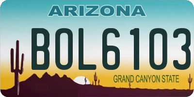 AZ license plate BOL6103