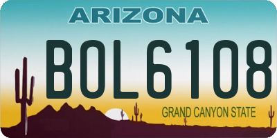 AZ license plate BOL6108
