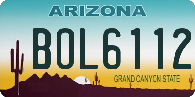 AZ license plate BOL6112