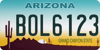 AZ license plate BOL6123