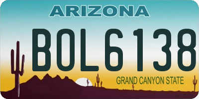 AZ license plate BOL6138