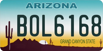AZ license plate BOL6168