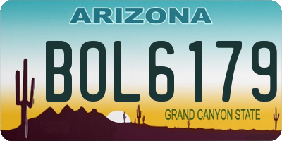 AZ license plate BOL6179