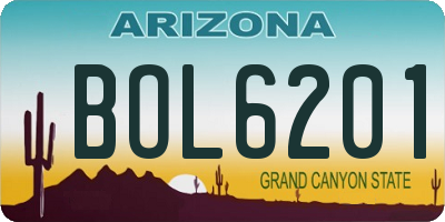 AZ license plate BOL6201