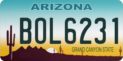 AZ license plate BOL6231