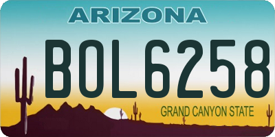 AZ license plate BOL6258