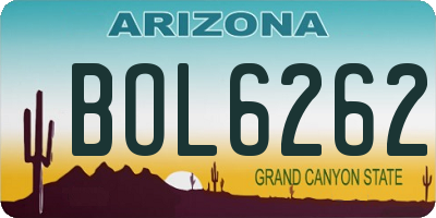 AZ license plate BOL6262