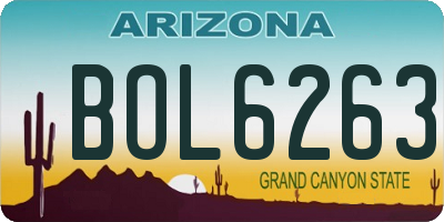 AZ license plate BOL6263