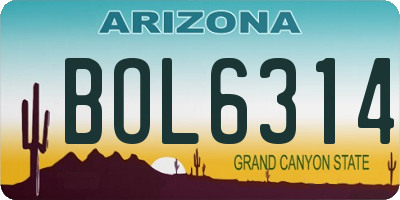 AZ license plate BOL6314