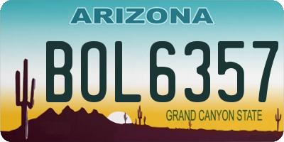 AZ license plate BOL6357