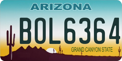 AZ license plate BOL6364
