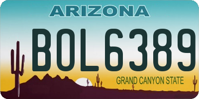 AZ license plate BOL6389