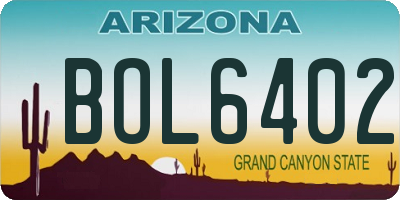 AZ license plate BOL6402