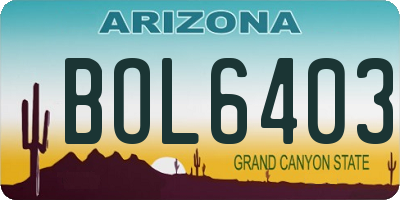 AZ license plate BOL6403
