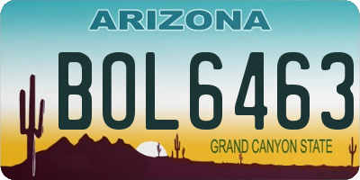 AZ license plate BOL6463