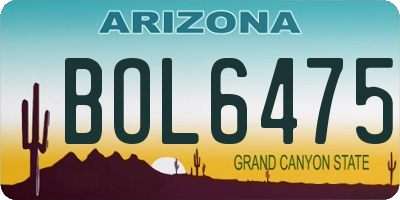 AZ license plate BOL6475