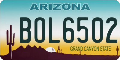 AZ license plate BOL6502