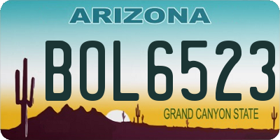 AZ license plate BOL6523