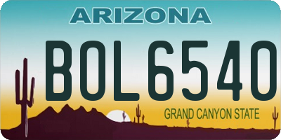 AZ license plate BOL6540