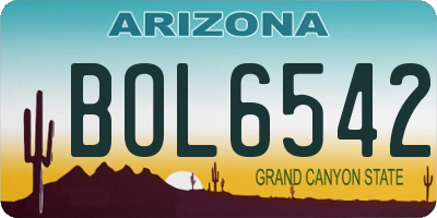 AZ license plate BOL6542