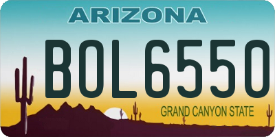 AZ license plate BOL6550