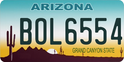 AZ license plate BOL6554