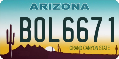AZ license plate BOL6671