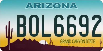 AZ license plate BOL6692