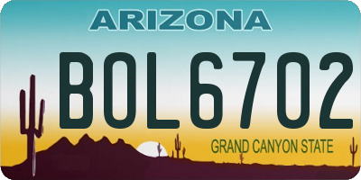 AZ license plate BOL6702