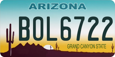 AZ license plate BOL6722
