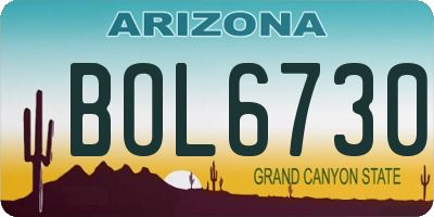 AZ license plate BOL6730