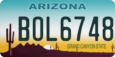 AZ license plate BOL6748