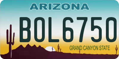 AZ license plate BOL6750