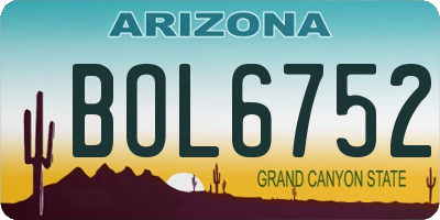 AZ license plate BOL6752
