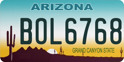 AZ license plate BOL6768