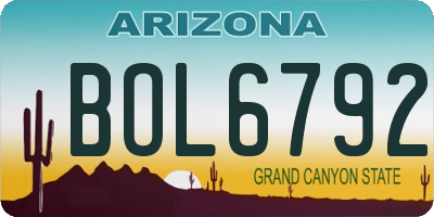 AZ license plate BOL6792