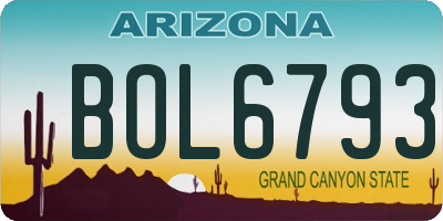 AZ license plate BOL6793