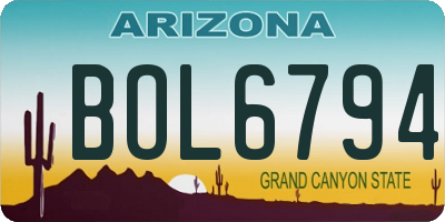 AZ license plate BOL6794