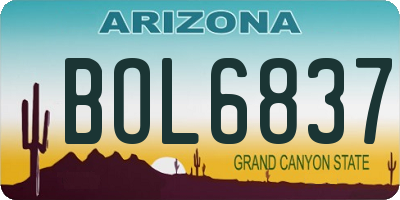 AZ license plate BOL6837