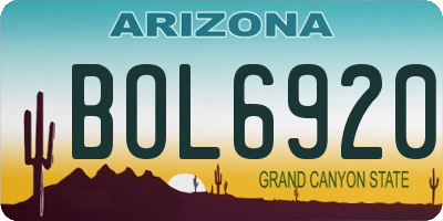 AZ license plate BOL6920