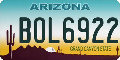 AZ license plate BOL6922