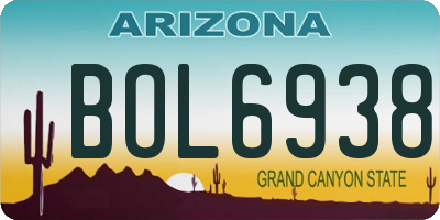 AZ license plate BOL6938