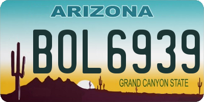 AZ license plate BOL6939