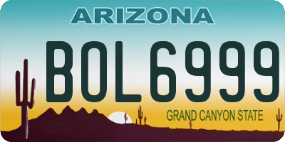 AZ license plate BOL6999