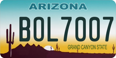 AZ license plate BOL7007