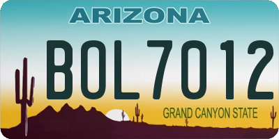 AZ license plate BOL7012