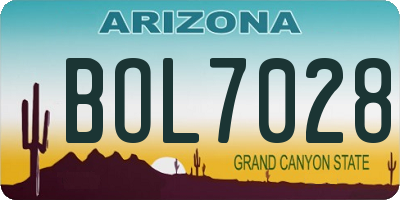 AZ license plate BOL7028